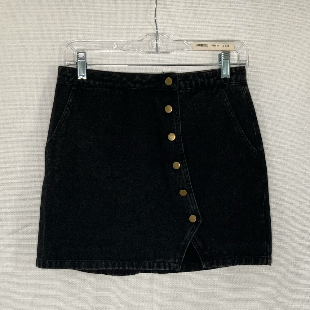 Black Denim Mini Skirt
